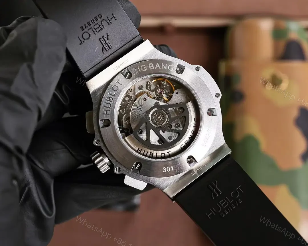 View 8 of Hublot Big Bang Chronograph Black Dial Diamond Bezel Rubber Strap 44MM Premium HUBLOT-BB-CH-BLK-DIA44