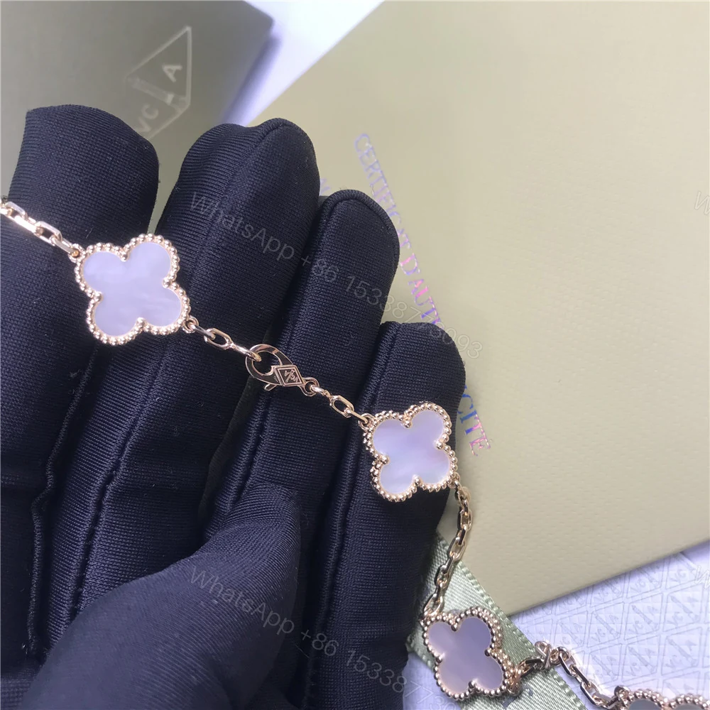 View 4 of VCA Alhambra Necklace 10 Motifs Mother of Pearl Yellow Gold