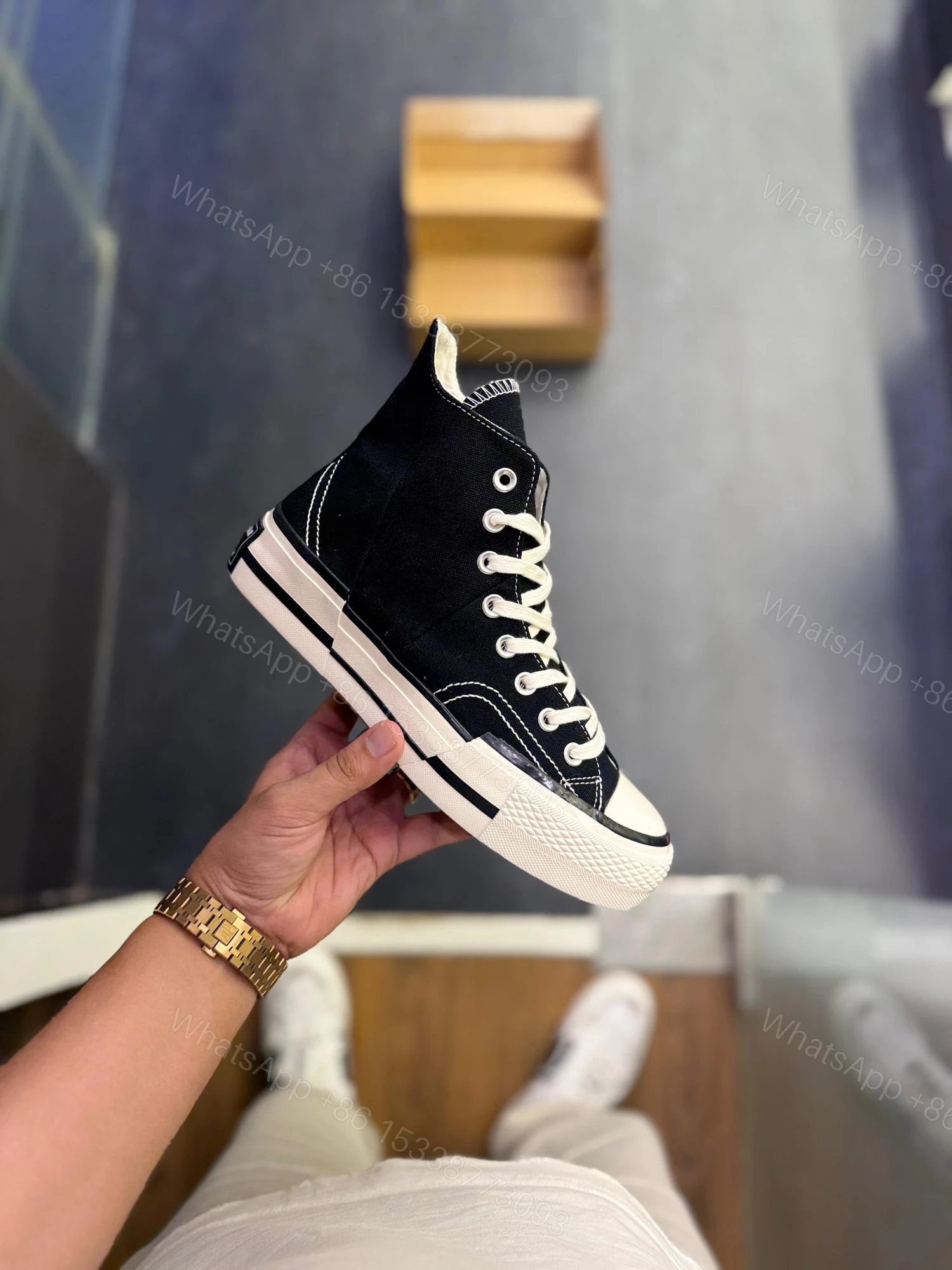 View 6 of FIRST COPY CONVERSE CHUCK MID PLUS BLACK WHITE FOR MEN