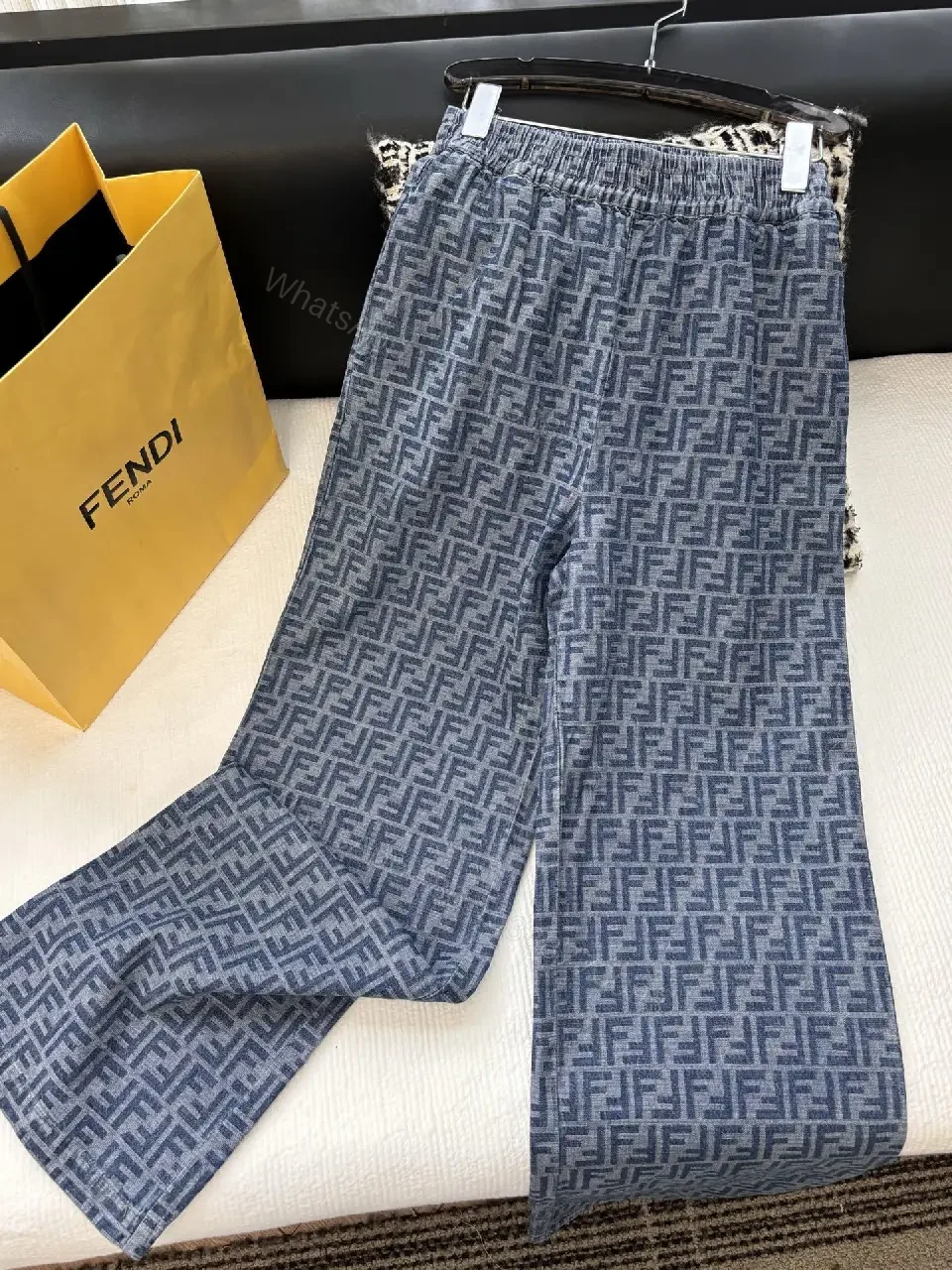 View 7 of Bold Monogram Trousers: Luxe Patterned Comfort Fit