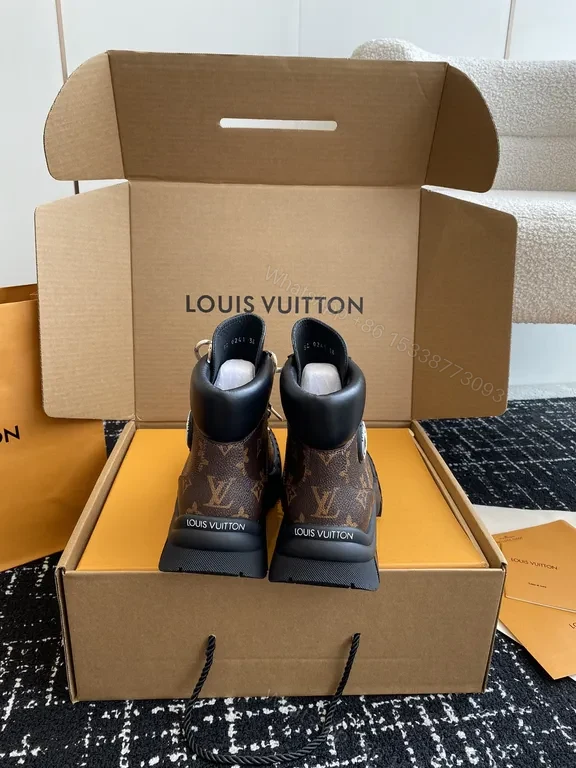 View 5 of Bold Monogram Boots: LV-Inspired Luxe Mid-Top Sneakers
