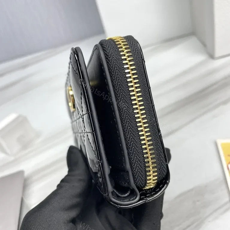 View 6 of Chic Luxe Quilted Wallet + Logo Clasp - Patent Black