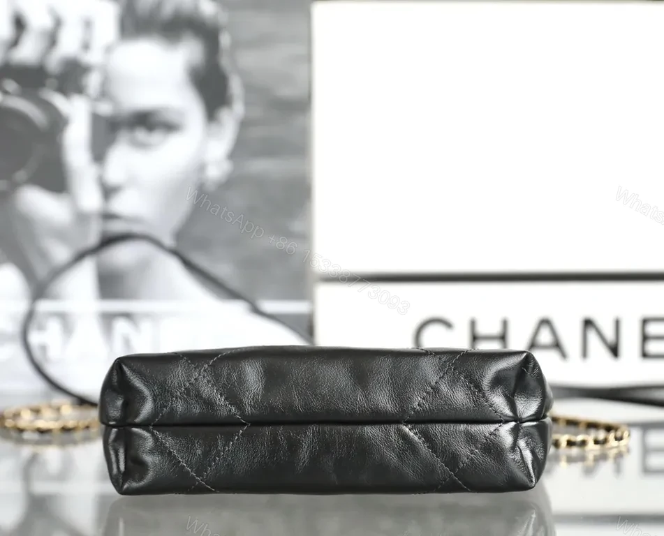 View 6 of Chanel-Inspired Black Leather Crossbody: Luxe Chain Detail