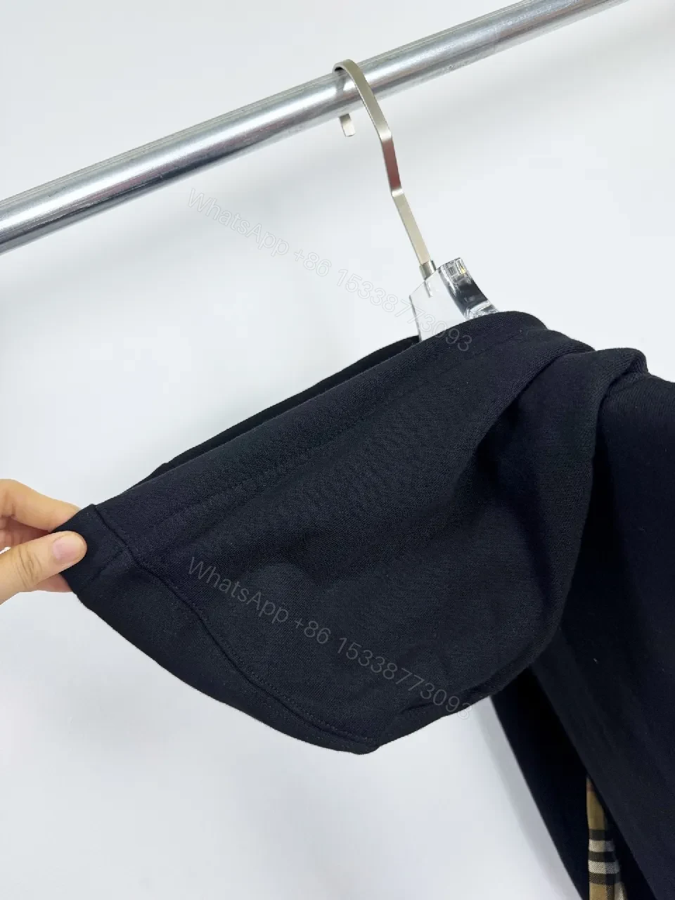 View 8 of Bold Hoodie with Plaid Trim - Luxe Everyday Comfort Hoodie