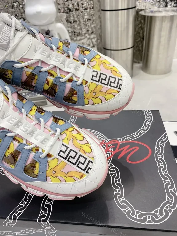 View 5 of Bold Color-Block Versace Sneakers: Couture Craftmanship