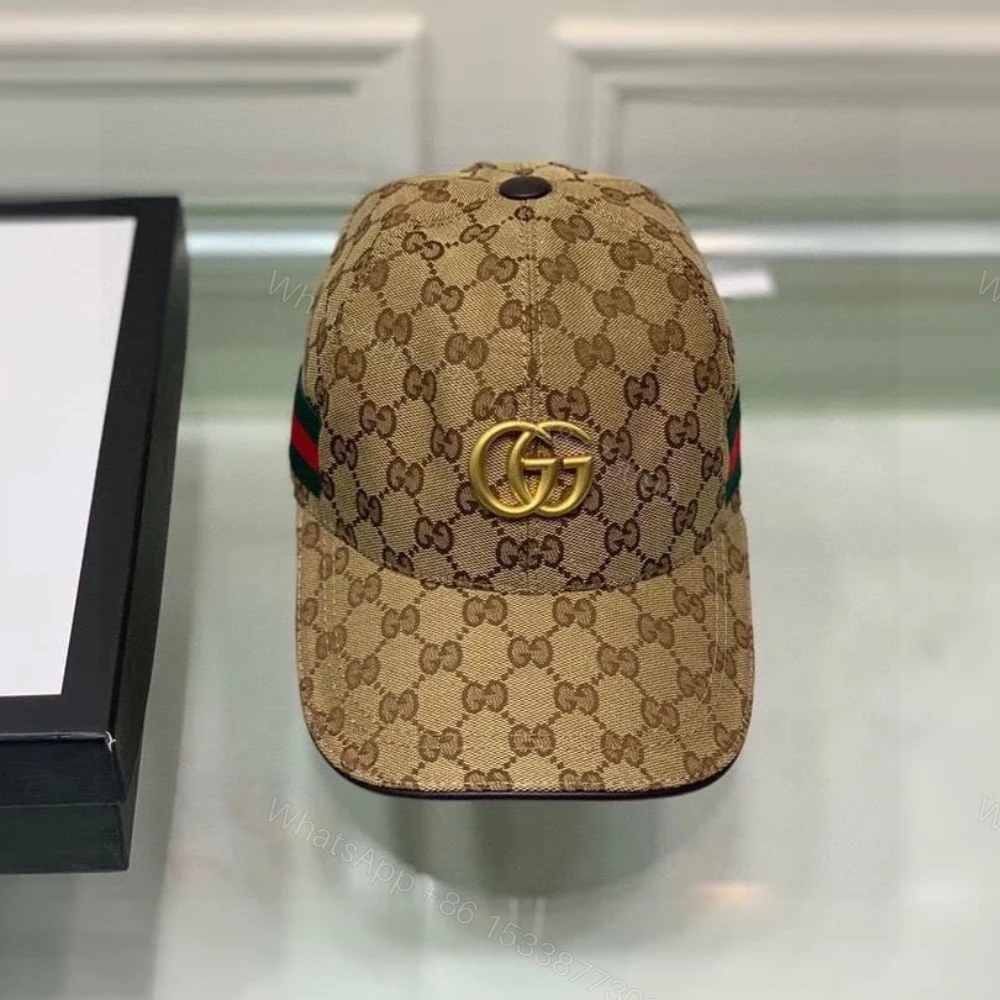 View 2 of Gucci GG Canvas With Web Baseball Cap Brown