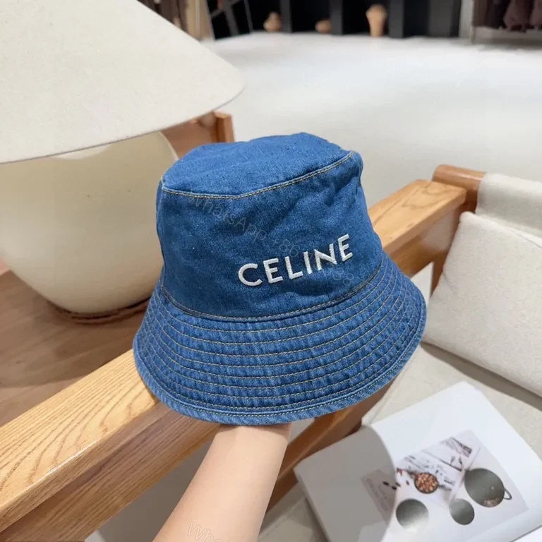 Denim CELINE Lettering Bucket Hat â€“ Casual Luxury Sunglow Style — view 1