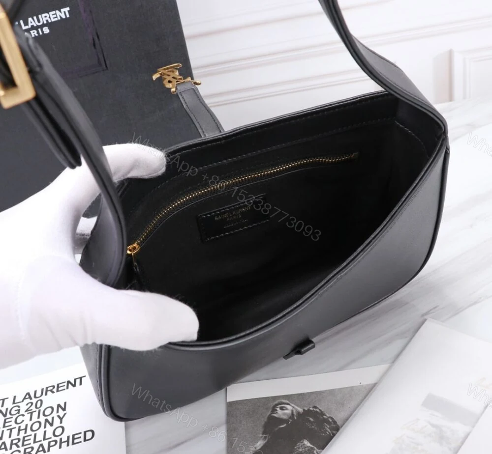 View 7 of Saint Laurent Le 5 À 7 Hobo Bag In Smooth Black Gold 23Cm 6572282R20W1000