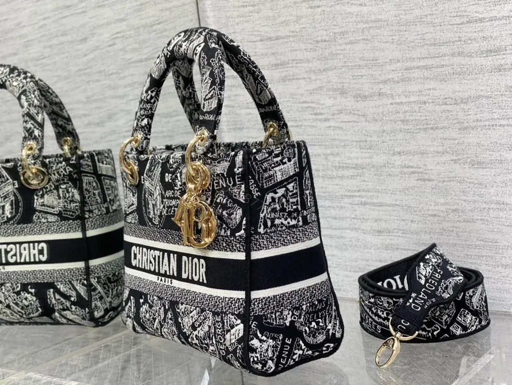 View 7 of Monochrome Jacquard Tote: Dior-Inspired Luxury Carryall