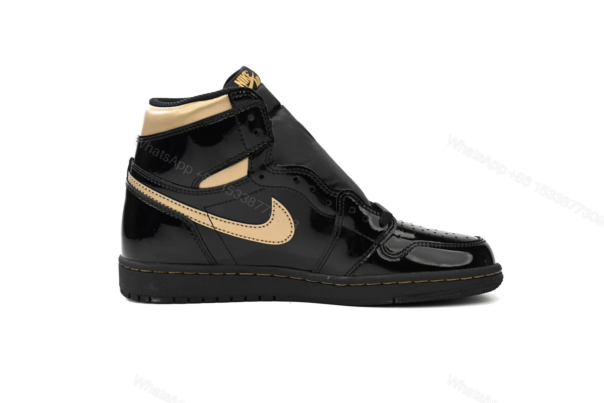 View 2 of Air Jordan 1 High OG Patent Black Metallic Gold 555088-032