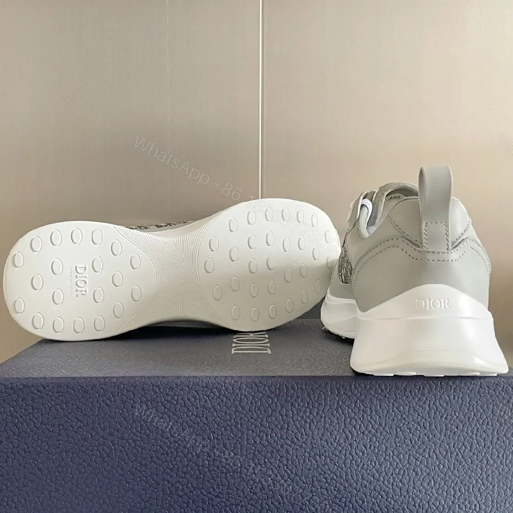 View 3 of Textured Leather-Trim Luxury Sneakers with All-Day Comfort