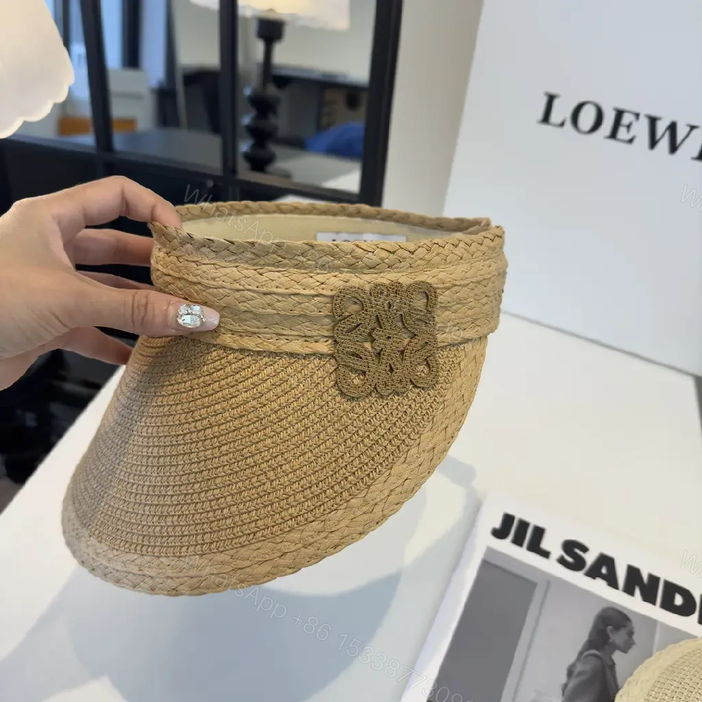 View 6 of Woven Straw Visor: Structured, Loewe-Inspired, Elegant Sun Hat