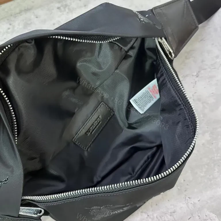 View 2 of Black Nylon Belt Bag by Burberry â€“ Subtle Signature, Hands-Free