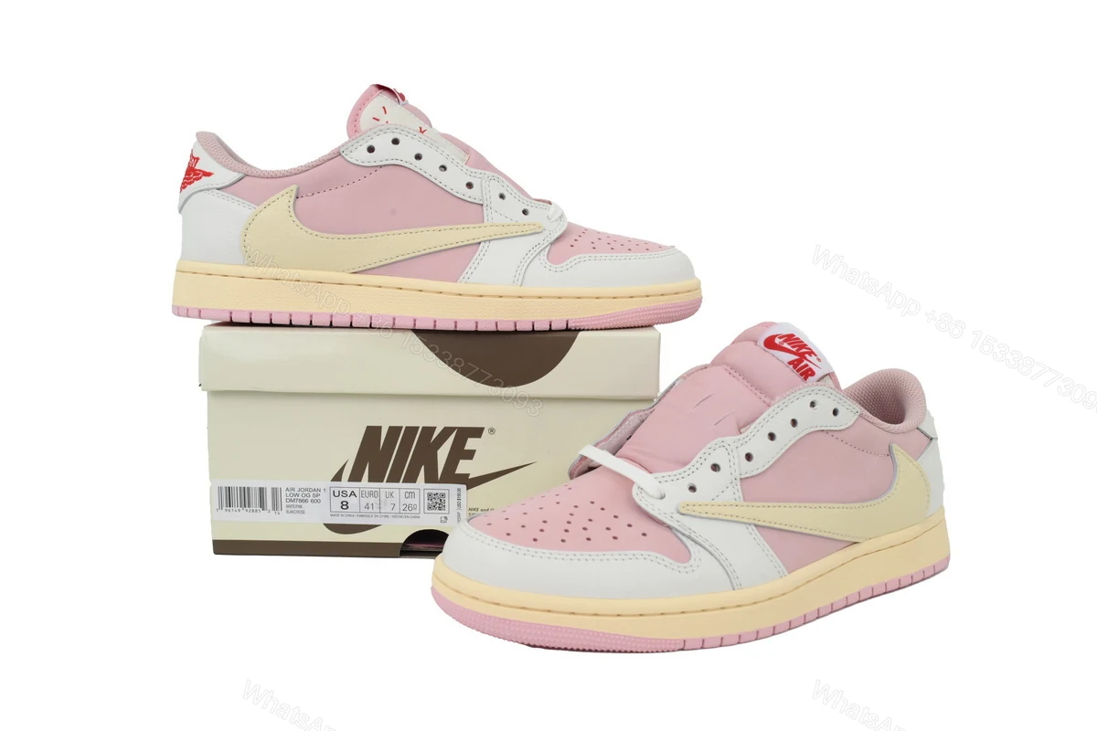 View 2 of Travis Scott x Air Jordan 1 Low OG Shy Pink DM7866-600