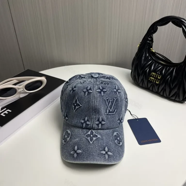 Denim Monogram Cap: Casual Luxury Streetwear Hat — view 1