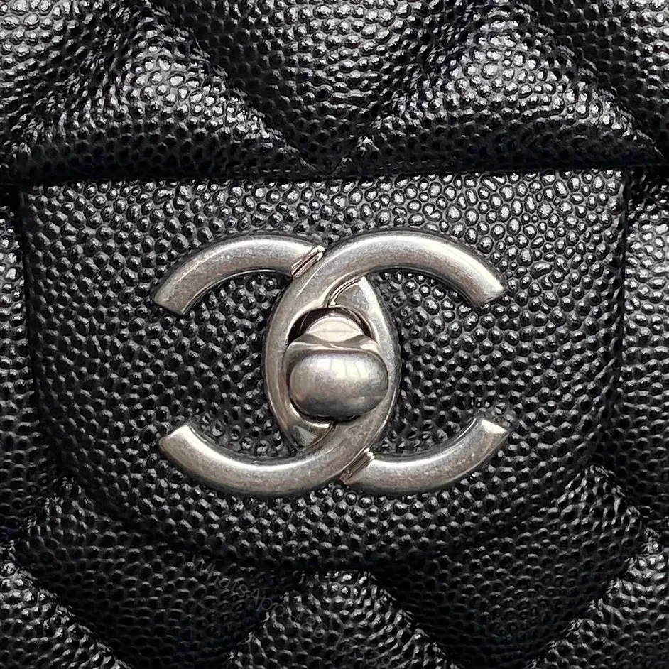 View 8 of Compact Quilted Black Flap Bag with Chain Strap
