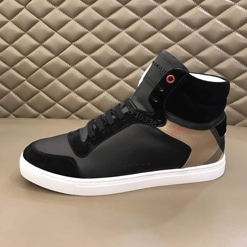 View 5 of BURBERRY LEATHER AND HOUSE CHECK HI-TOP SNEAKERS – BBR28