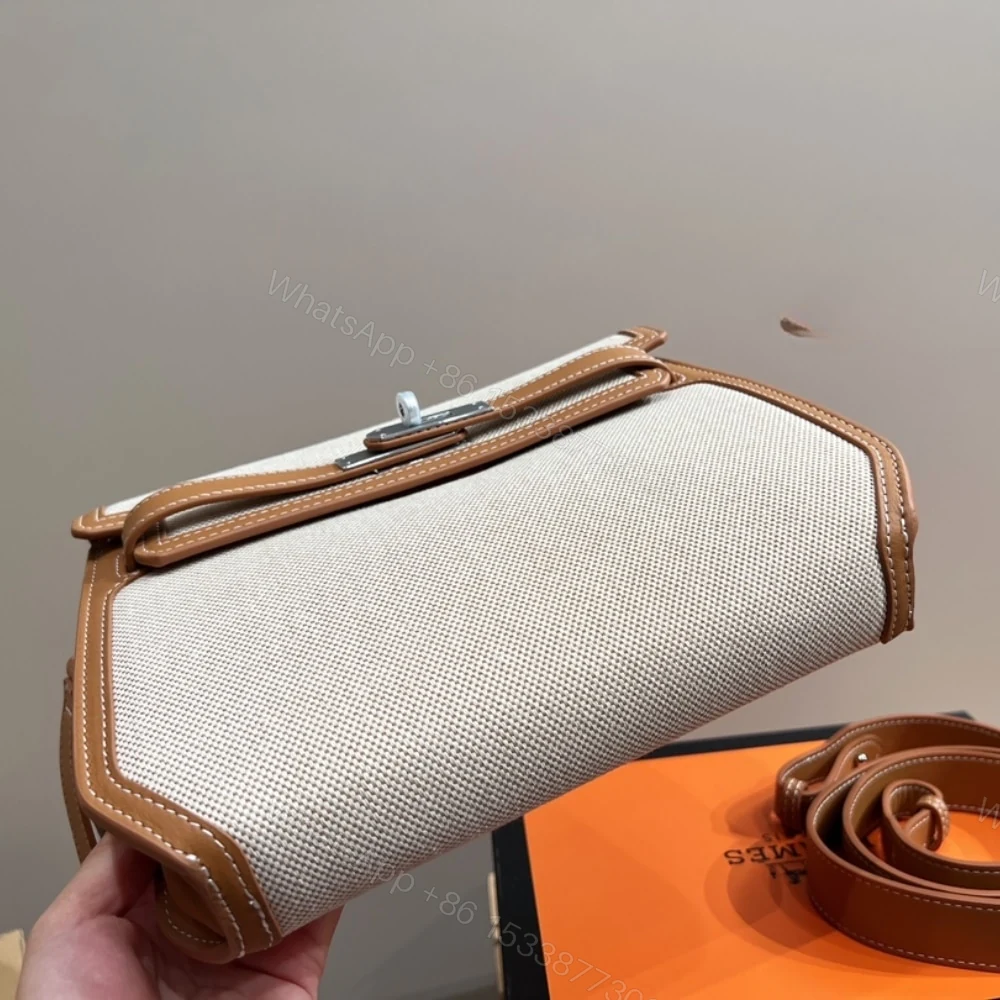 View 6 of Hermes Kelly Dépêches Pouch Toile Barenia Fauve 26Cm