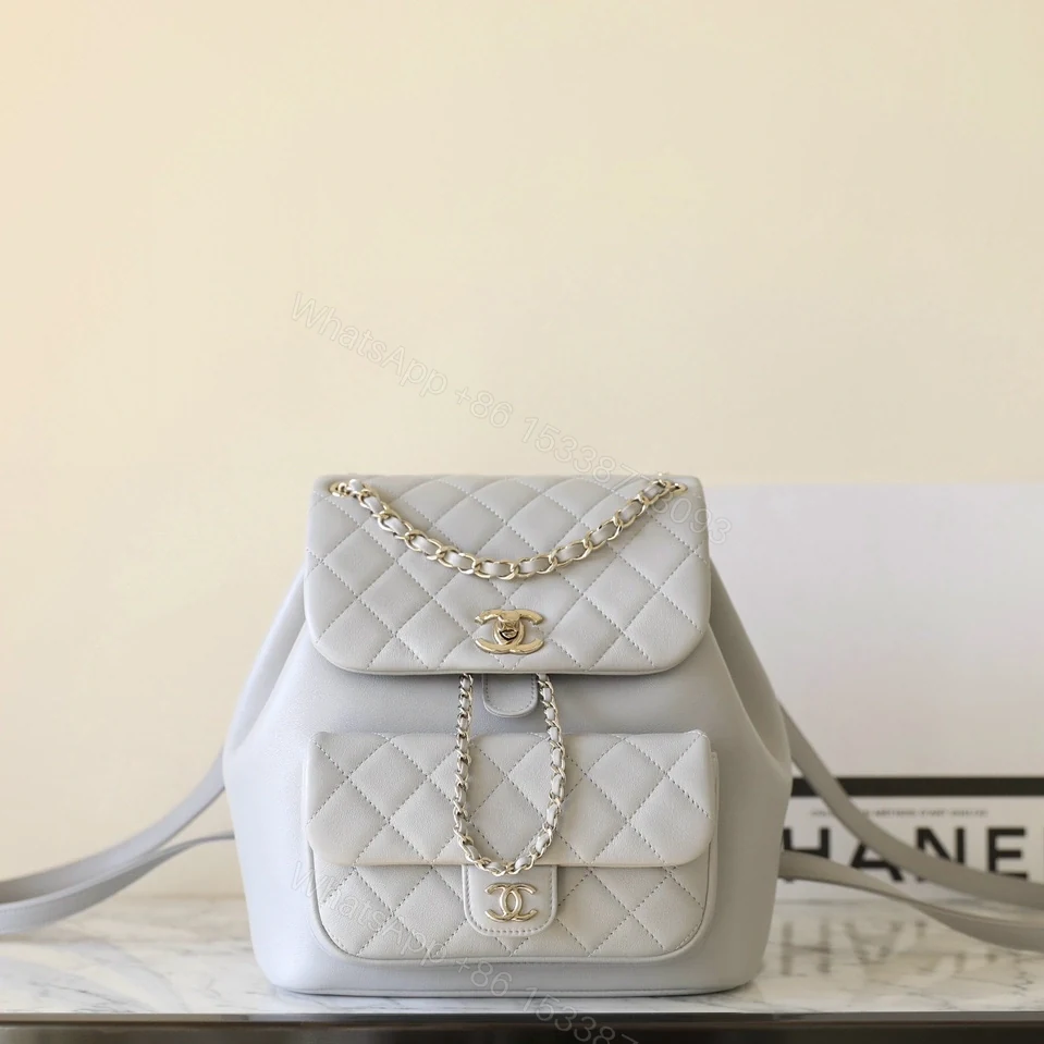 View 3 of 高仿Chanel*24K系列AS2908小牛皮淡灰雙肩包大號免檢版