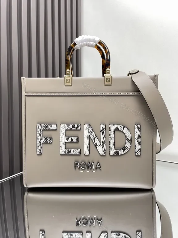 Bold Fendi ROMA Structured Tote with Logo Detail — view 1