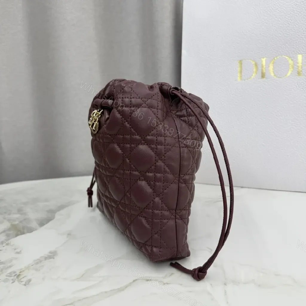 View 6 of Burgundy Quilted Drawstring Bag — Luxe Texture, Everyday Chic
