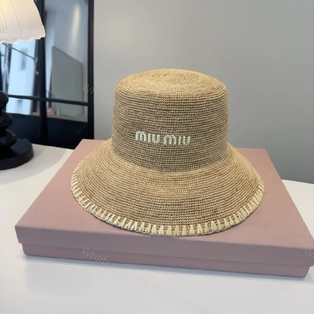 View 7 of Natural Straw Bucket Hat with Subtle Logo Detail