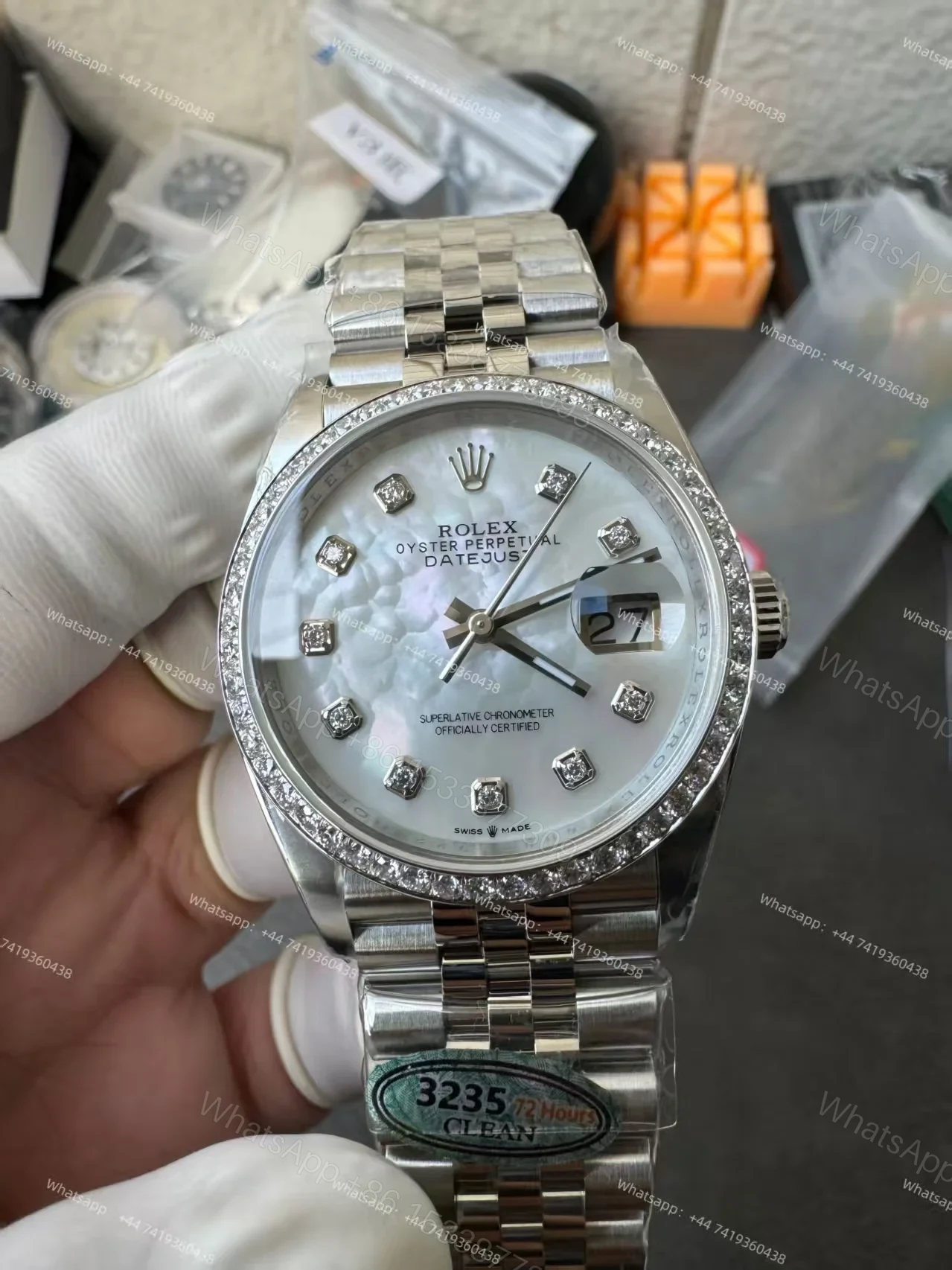 View 9 of Rolex Datejust M126284RBR-0011 1:1 Replica Mother of Pearl Diamond Dial Jubilee 36MM 3235 Movement Super Clone Watch