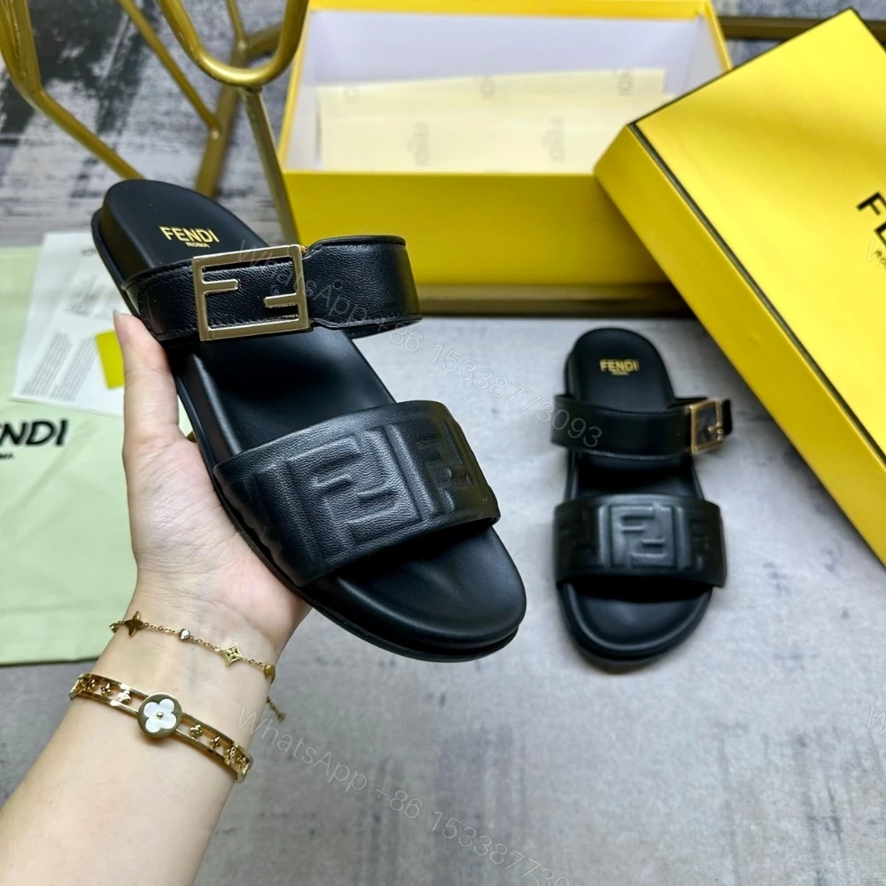 View 5 of FENDI FEEL NAPPA SLIDES BLACK