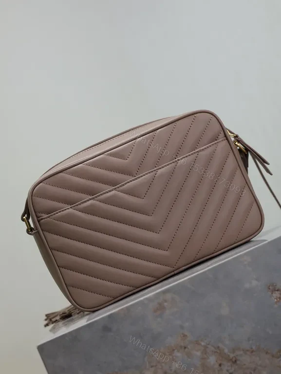 View 5 of Chic Quilted Crossbody with Gold YSL Monogram, Leather