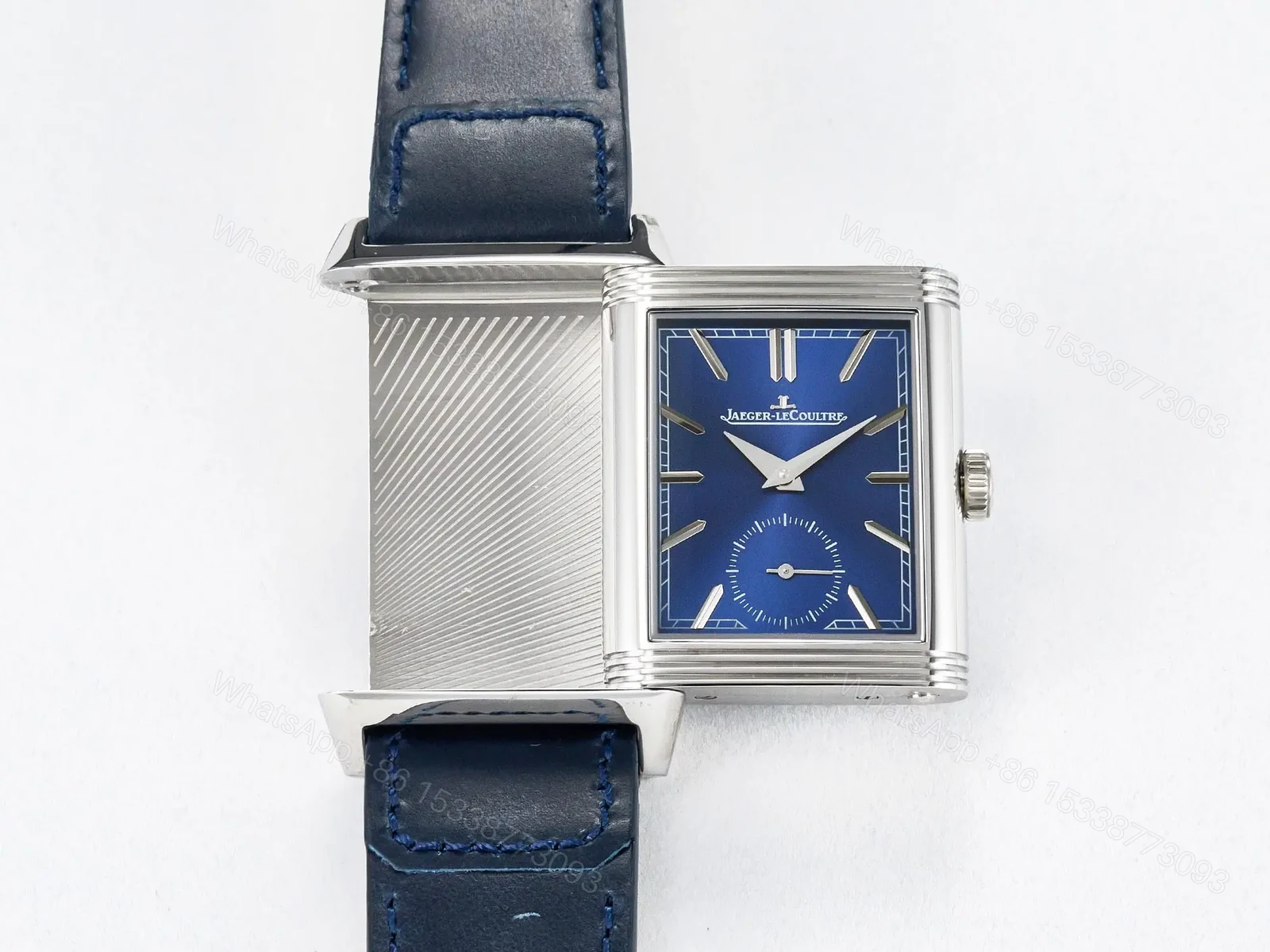 View 20 of Reverso Tribute Duoface Small Seconds SS MGF Best Edition Blue Dial on Blue Leather Strap A854A