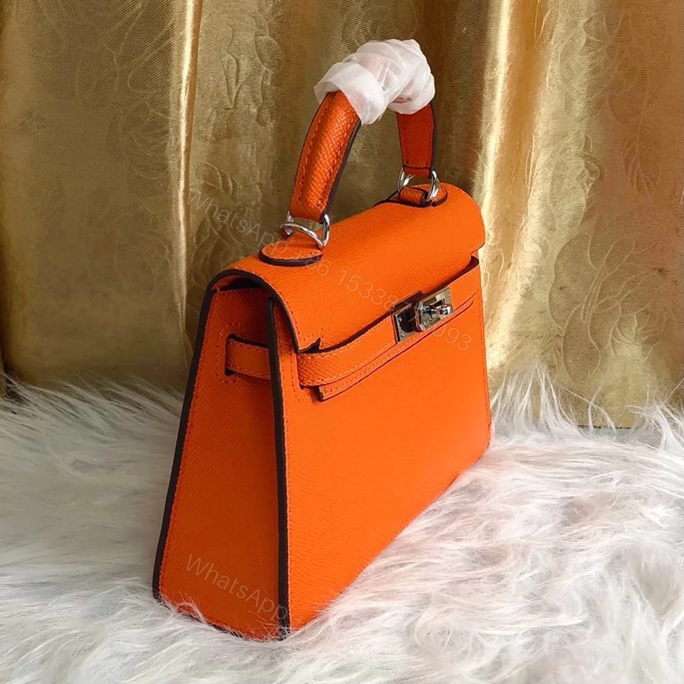 View 3 of Hermes Kelly Mini Epsom Handbag Orange 19Cm