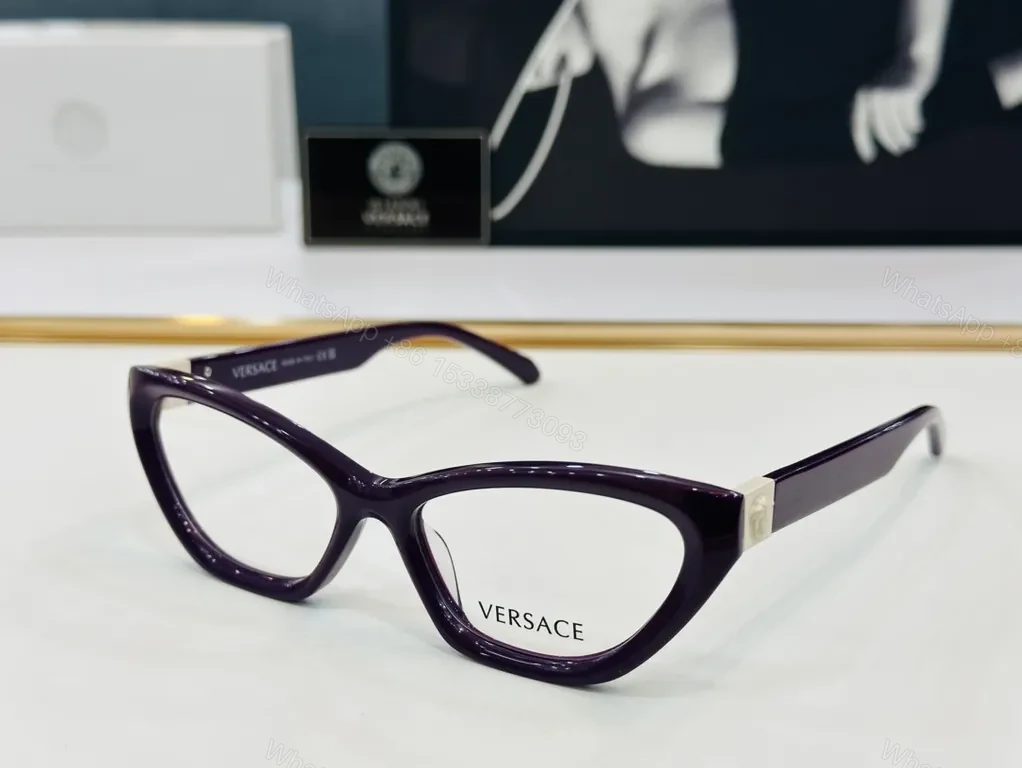 View 2 of Chic Versace Cat-Eye Frames: Luxe Gold Accent Eyewear