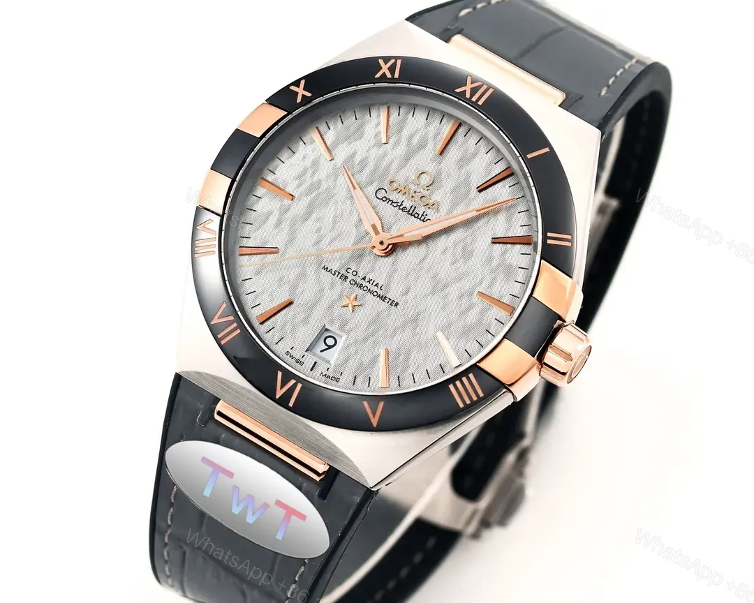 View 2 of Omega Constellation Meteorite Series 5th Generation 41MM Watch Silver Dial Black Ceramic Bezel Rose Gold Accents