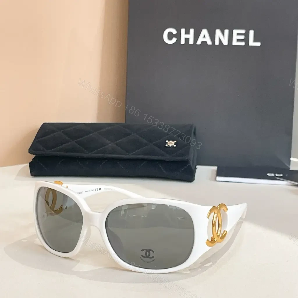 View 2 of Oversized Black Luxury Sunglasses with Gold Logo Details