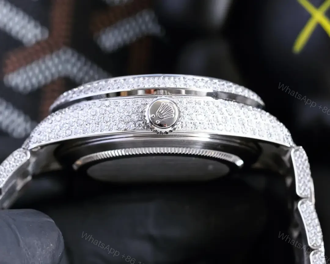 View 5 of Rolex Sky-Dweller replica 42MM Prestigious Full Diamond Steel Bracelet Edition RG-SKYDWELLER-FULLDIAMOND-STEEL-9001
