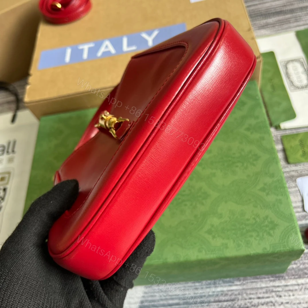 View 8 of GG JACKIE MINI 19 SHOULDER BAG IN CHERRY RED CALFSKIN