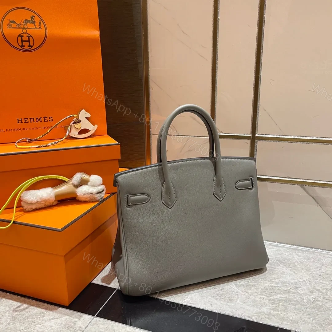 View 2 of HN 30CM GREY SWIFT LEATHER GOLD HARDWARE