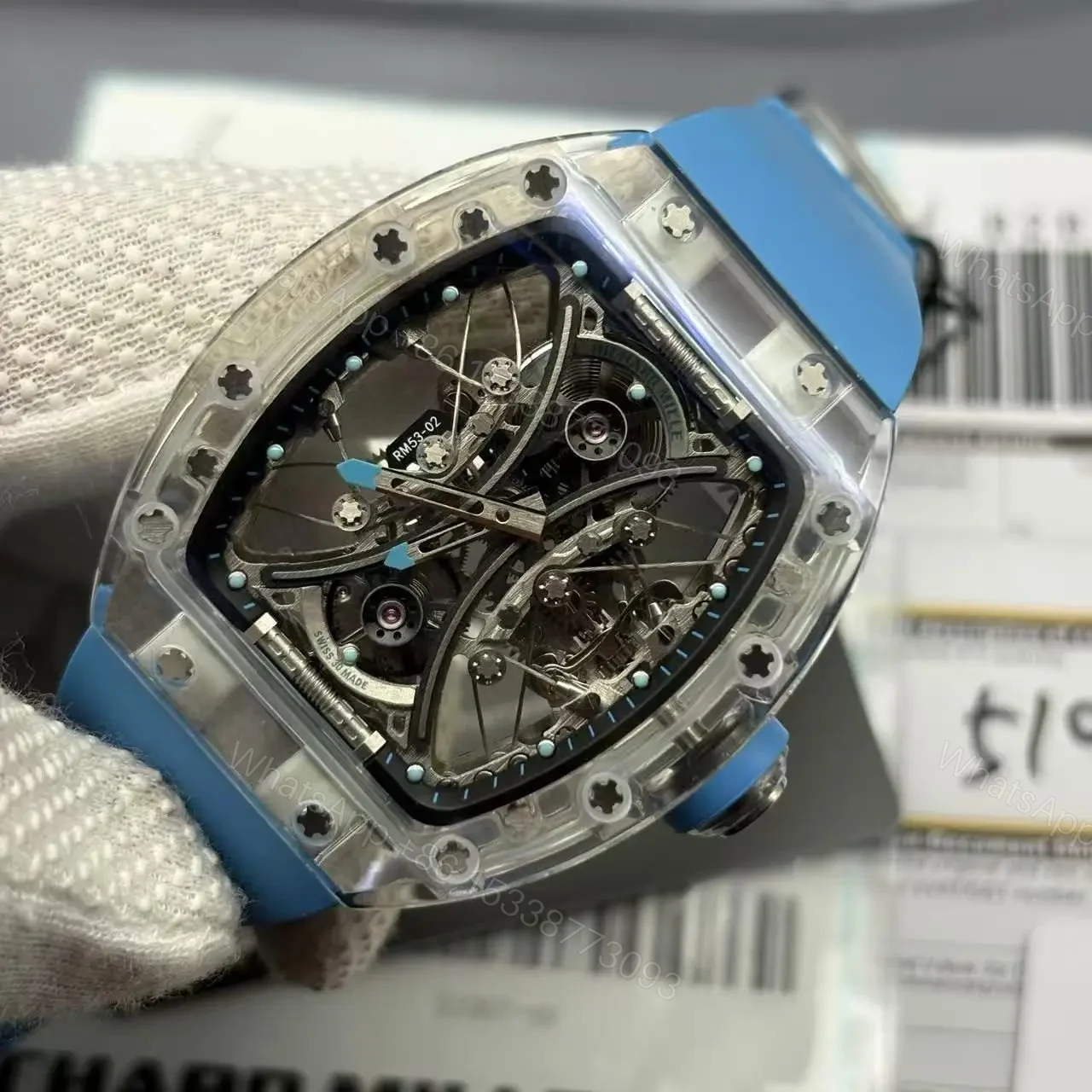 View 4 of Richard Mille Swiss Made Clone RM 53-02 Real Sapphire Edition