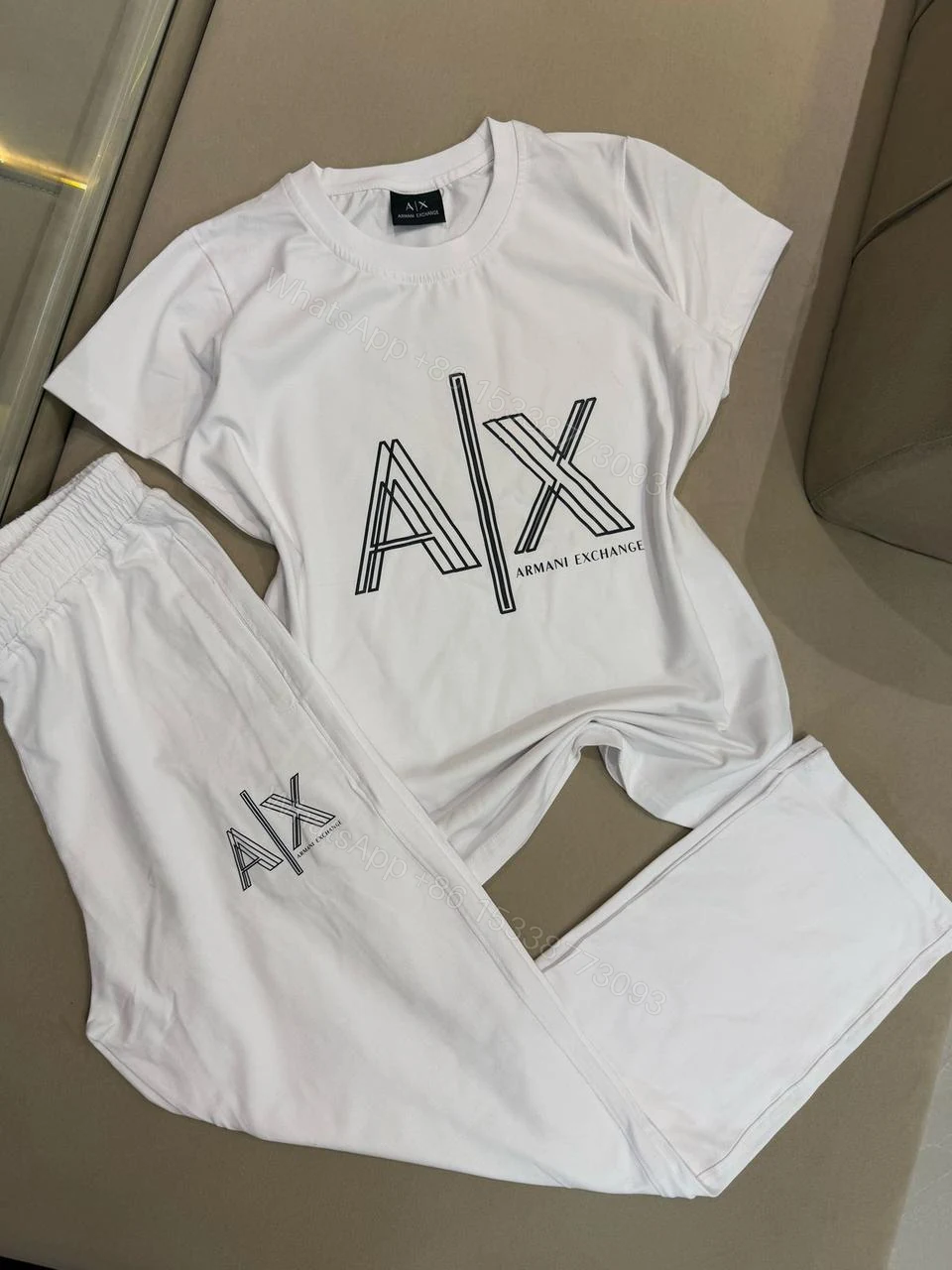 View 3 of ARMANI T-SHIRT WITH TRACK PANT PREMIUM CORD SETS FOR LADIES