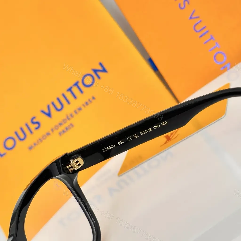 View 8 of Black Acetate Modern Frame with LV Detail Eyewear