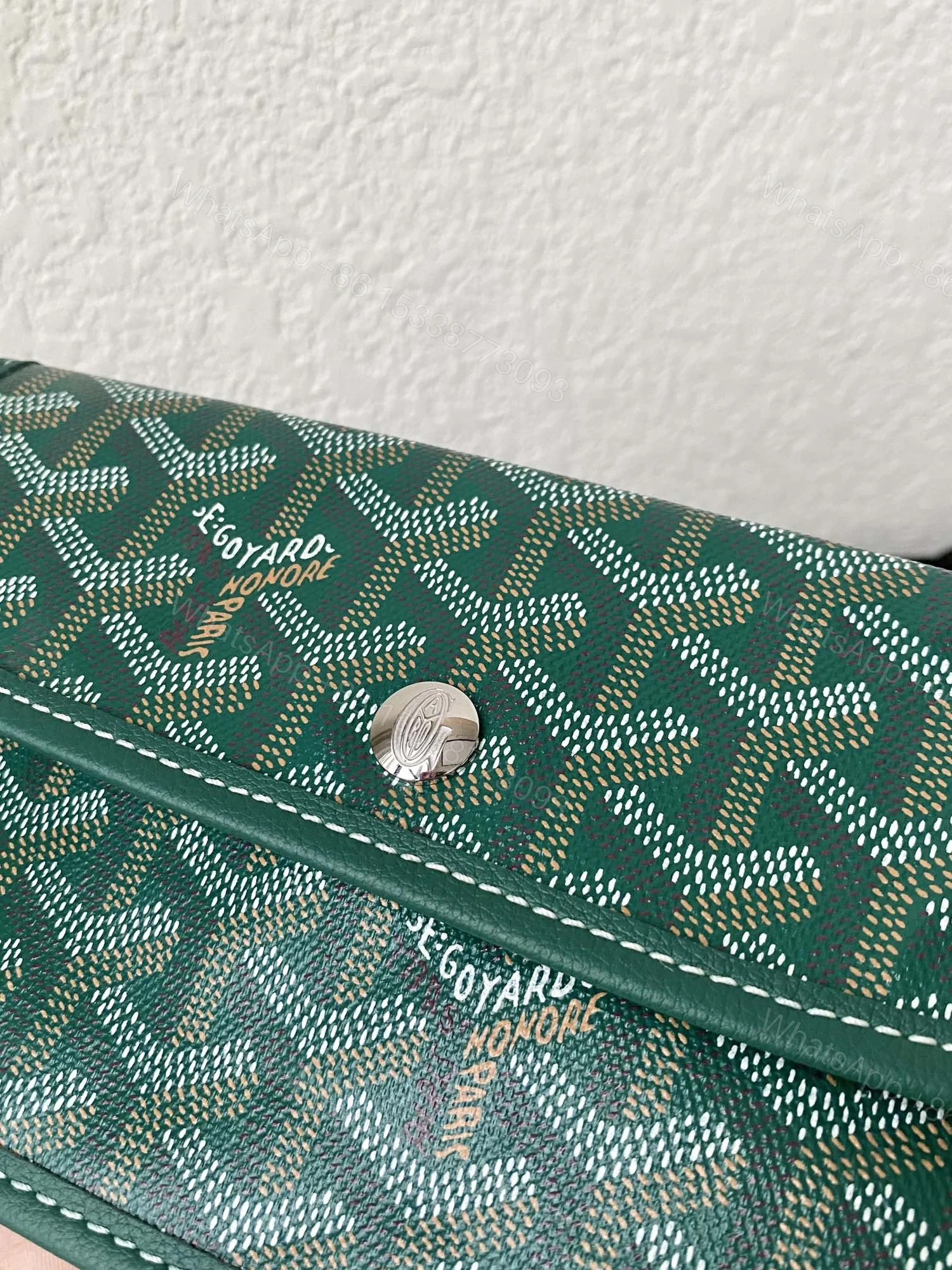 View 6 of Goyard Green Goyardine Canvas & Chevroches Calfskin Saint Louis PM Tote