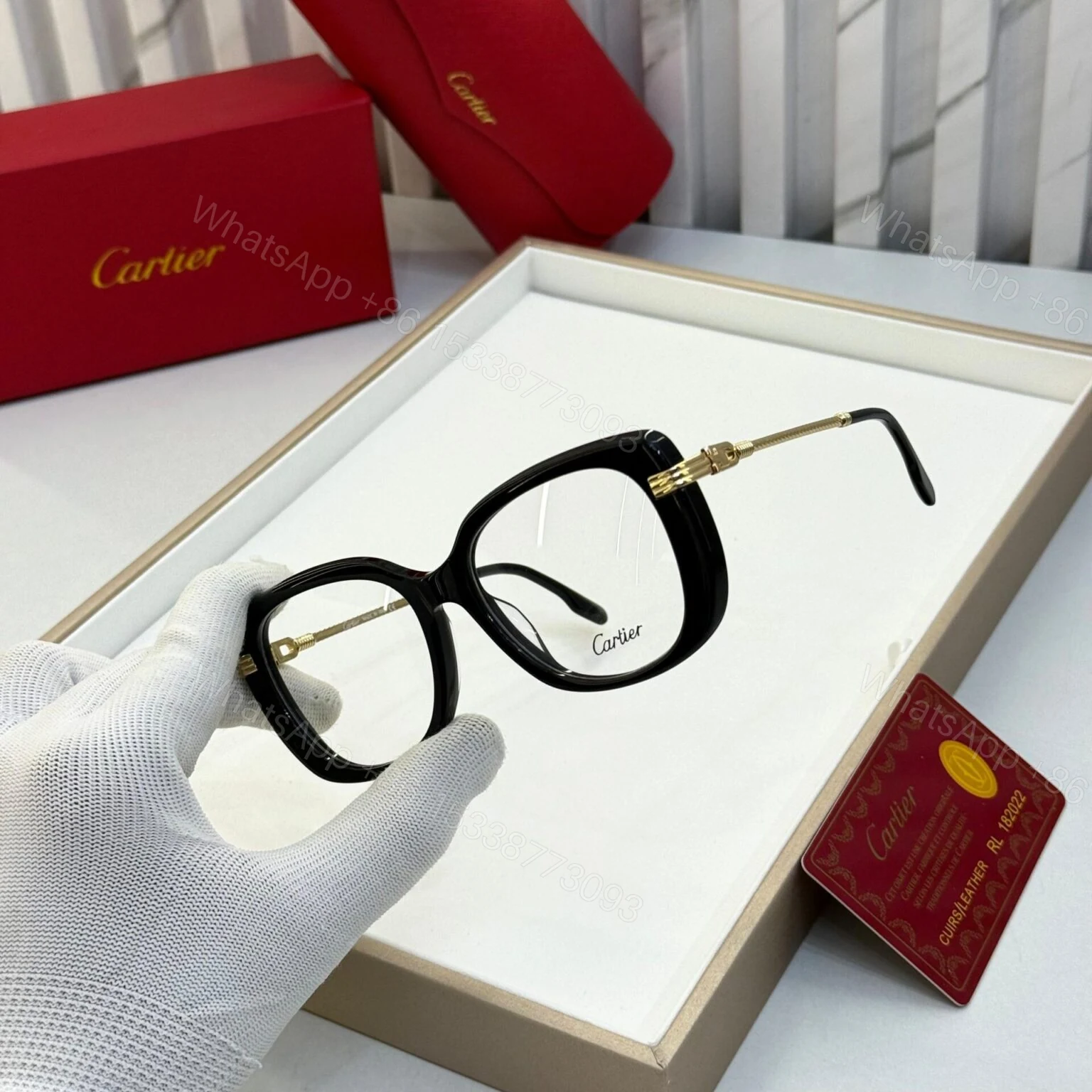 View 2 of Cartier Square Black Optical Frame – UV Protected