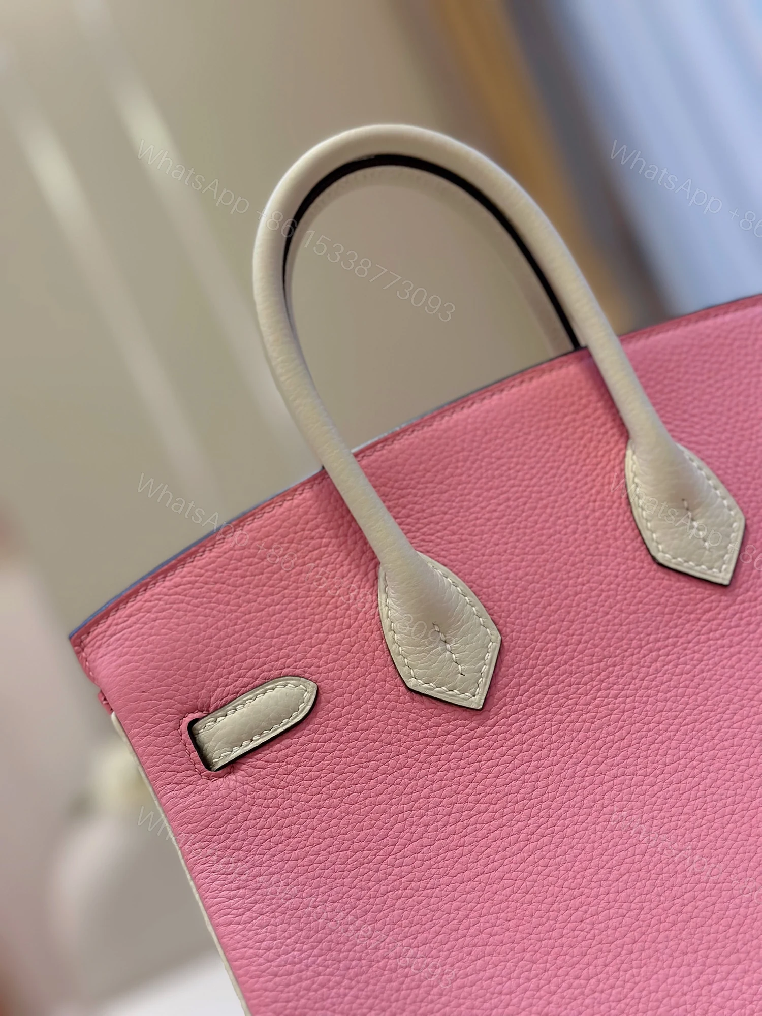 View 5 of Hermes Birkin 25 Pink/Beige Customize Palladium Hardware