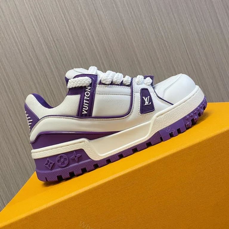 Boldly Refined LV-Inspired Sneaker: White & Violet, All-Day Comfort — view 1