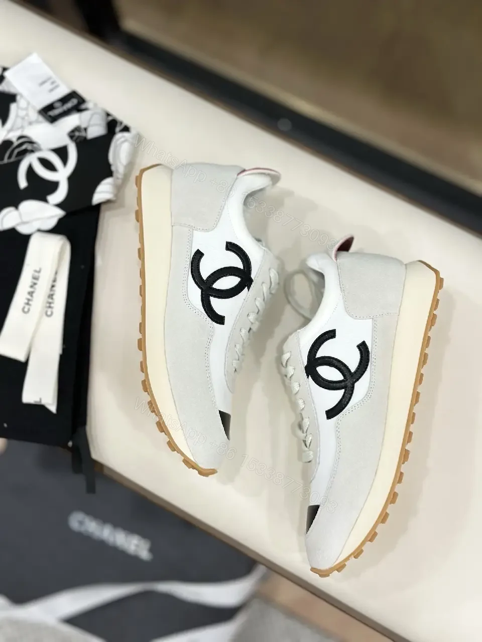 View 2 of Lux Suede-Leather High-Top Sneakers with Iconic Logo