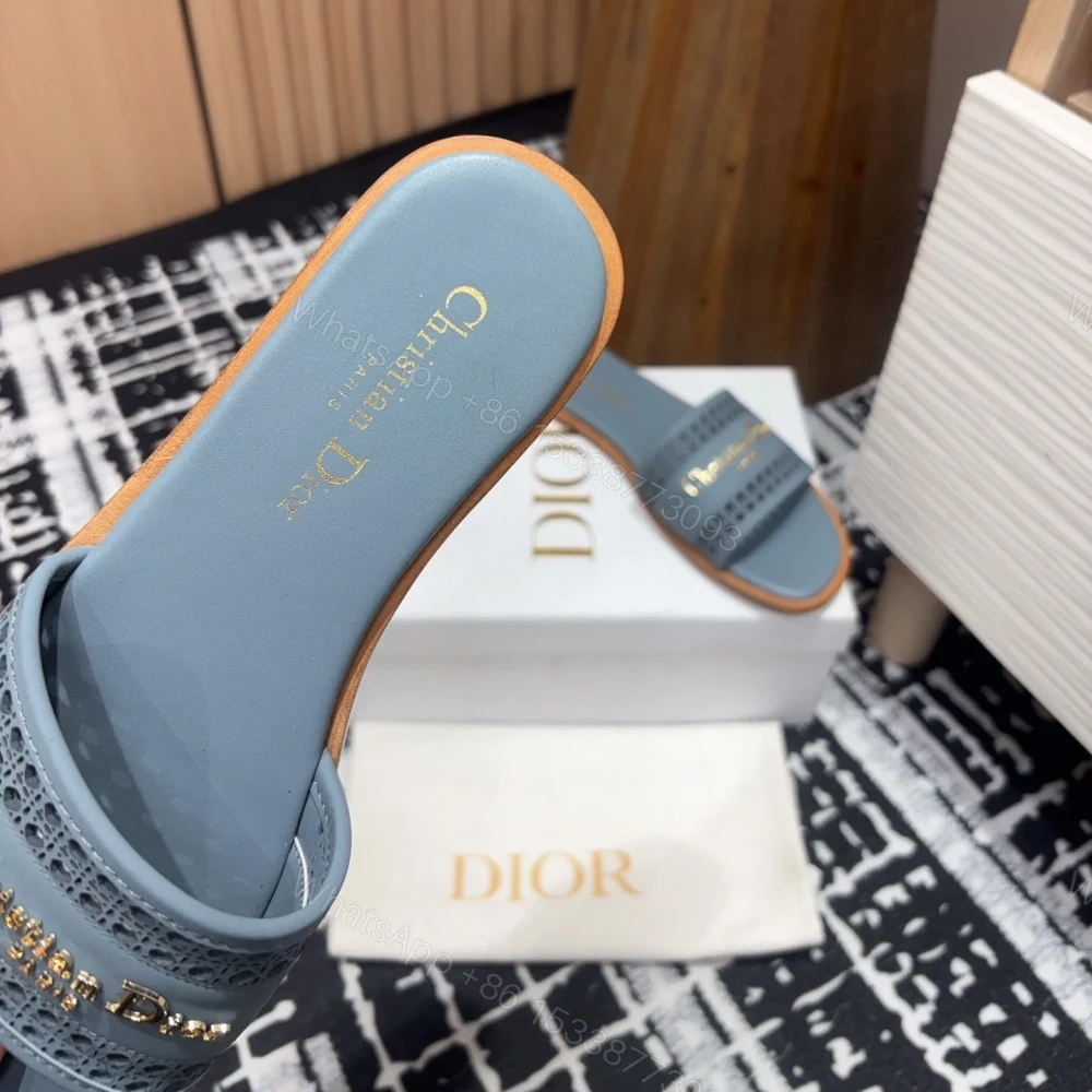 View 5 of 高仿Dior*D-Lane系列KCO153圓頭套腳一字拖鞋藍色免檢版