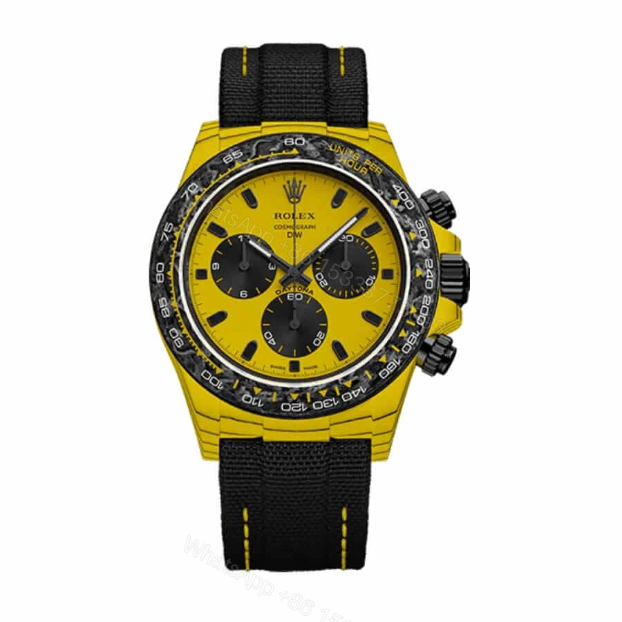 Rolex Daytona Super Clone DiW Bumblebee: Forged Carbon Black and Yellow Chronograph — view 1