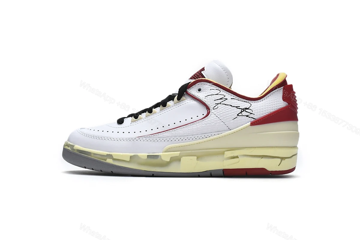 View 15 of Off White x Air Jordan 2 Retro Low SP White and Varsity Red DJ4375-106