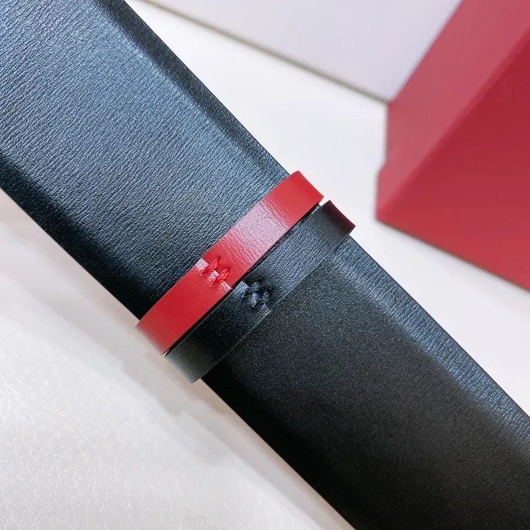View 4 of Bold Valentino Red Belt with Crystal Double-V Buckle
