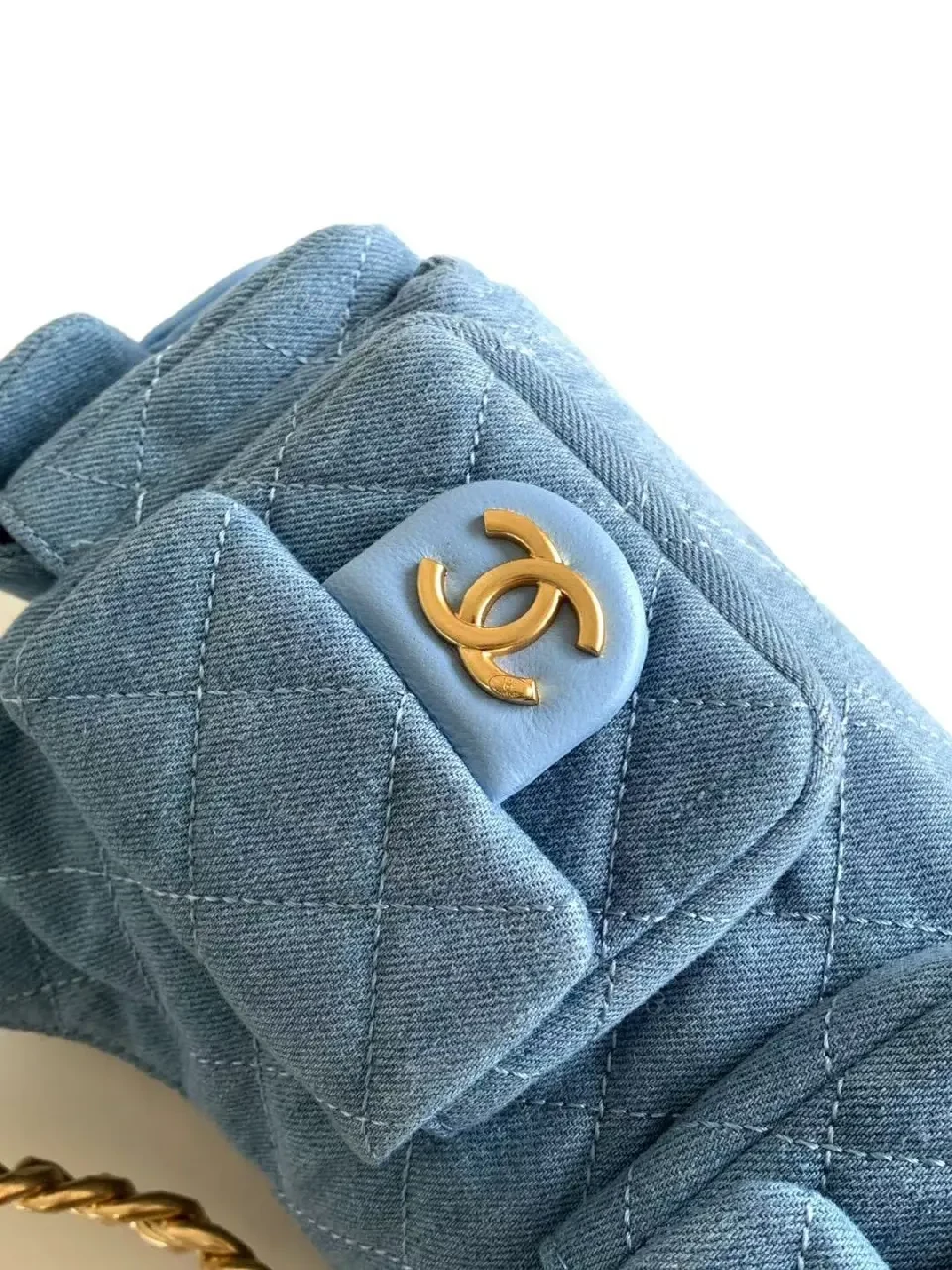 View 2 of Denim-Blue Quilted Flap Bag: Everyday Luxe